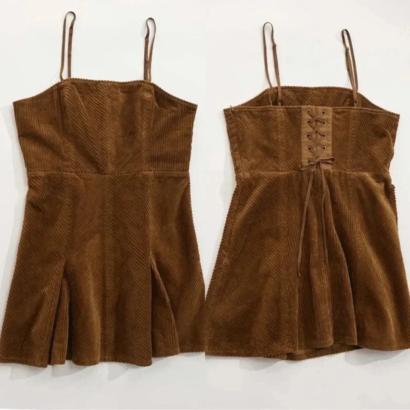 Urban Outfitters Kensie Corduroy Lace Back Mini Dress NWT - Picture 1 of 9